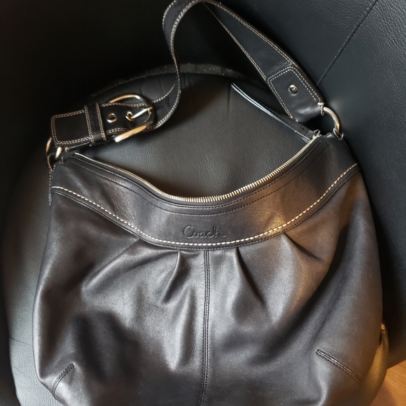 Coach Handbags - Coach Soho F13713 Black Silver Leather Hobo Bag
